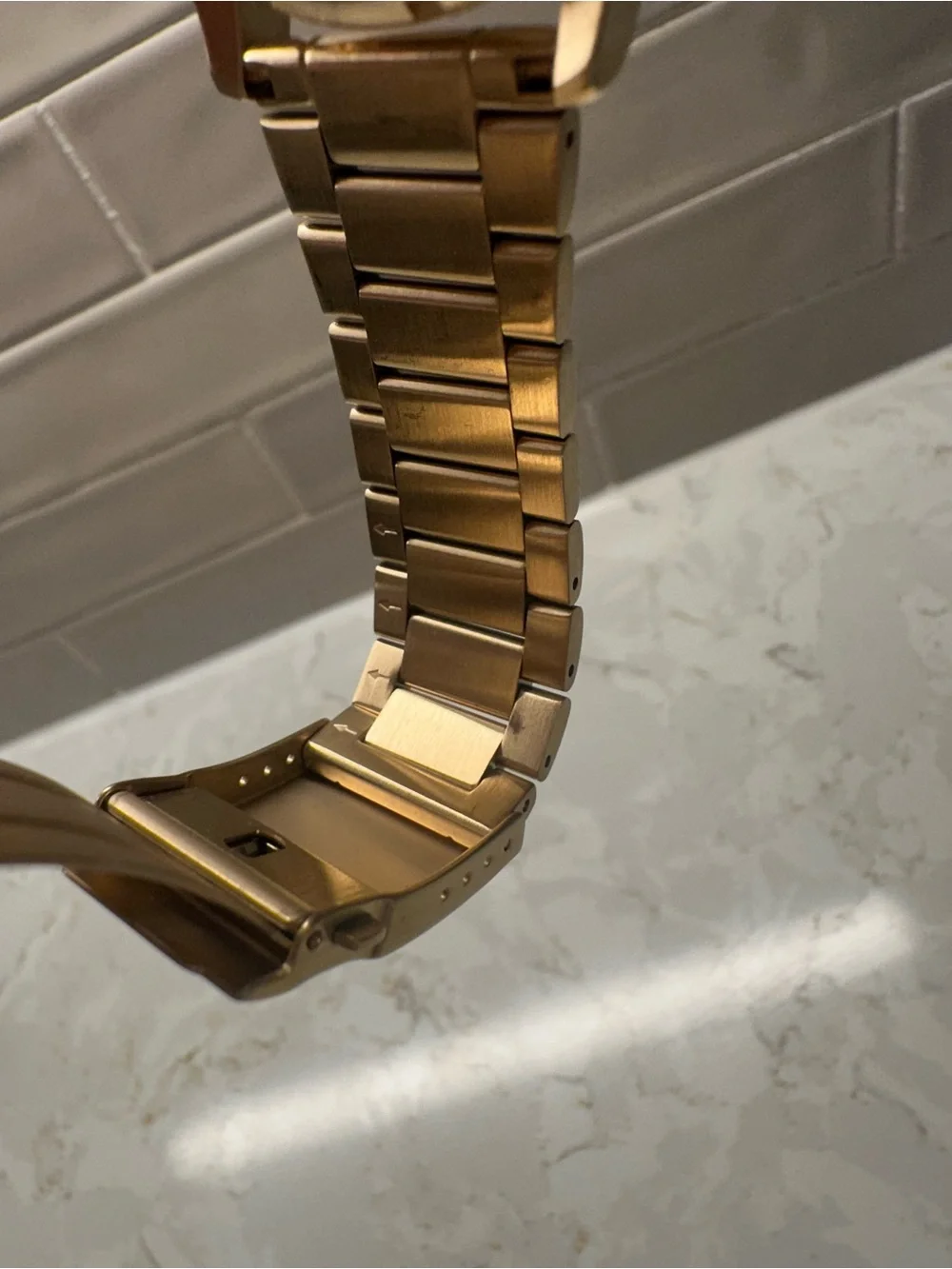 Nixon Gold-Tone Bracelet Watch with Green Dial